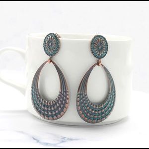 Antiqued Engraved Drop Dangle Earrings